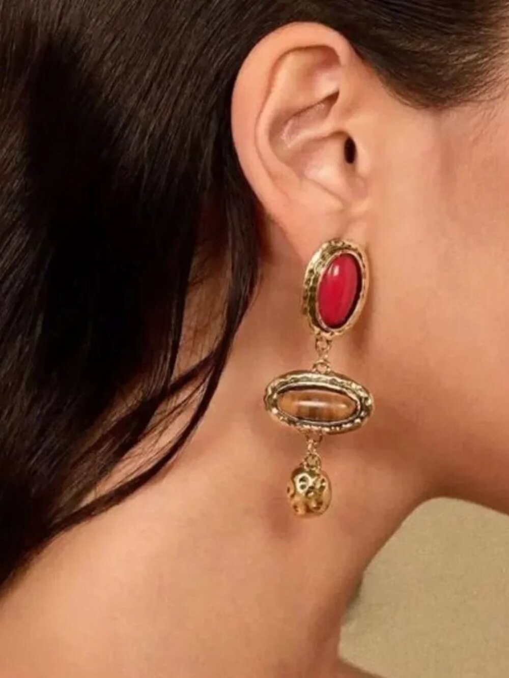 Stone drop Dangle EarringsβQ929